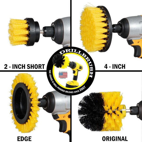 Cepillo de taladro Power Scrubber de Useful Products 5 pulgadas de Ancho 5 pulgadas de Largo, Amarillo - Y-S-E42O-QC-DB