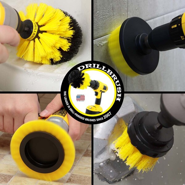 Cepillo de taladro Power Scrubber de Useful Products 5 pulgadas de Ancho 5 pulgadas de Largo, Amarillo - Y-S-E42O-QC-DB