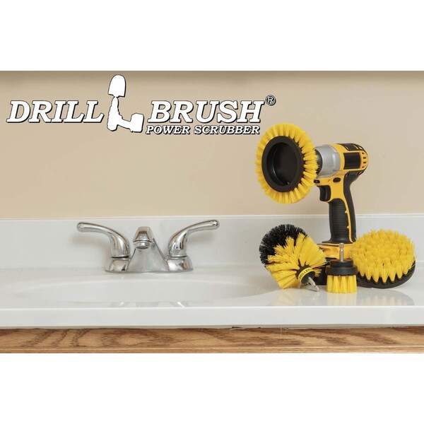 Cepillo de taladro Power Scrubber de Useful Products 5 pulgadas de Ancho 5 pulgadas de Largo, Amarillo - Y-S-E42O-QC-DB