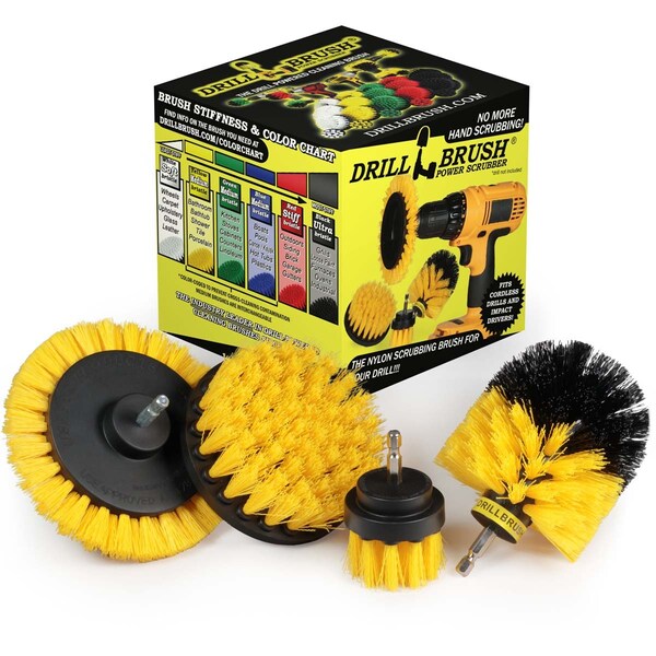 Cepillo de taladro Power Scrubber de Useful Products 5 pulgadas de Ancho 5 pulgadas de Largo, Amarillo - Y-S-E42O-QC-DB