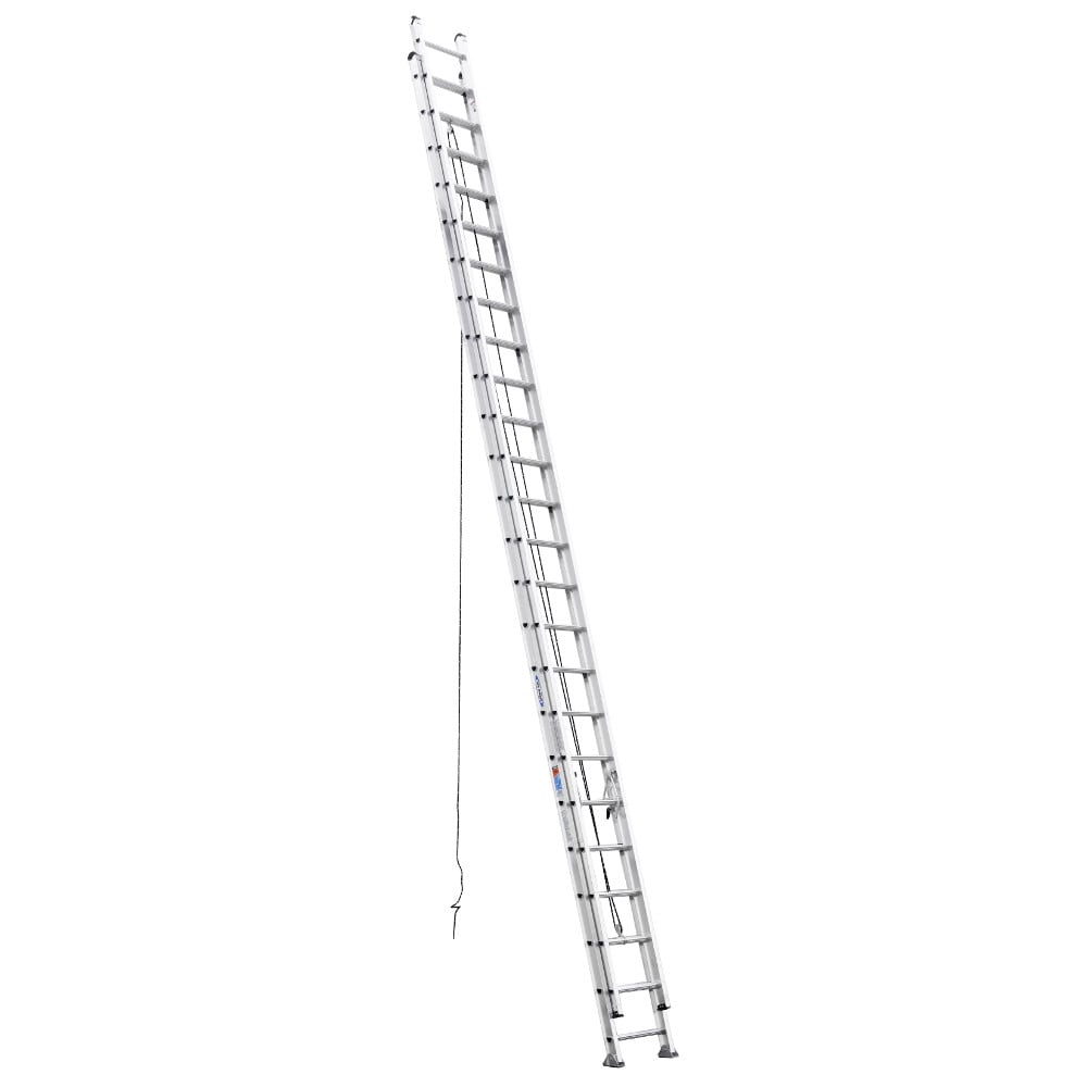 Escalera de extensión de aluminio tipo 1A Werner D500-2 de 48 pies (45 pies de altura alcanzable) con capacidad de carga de 300 lb. Modelo D548-2.