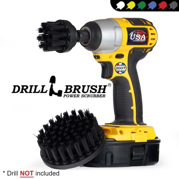 Cepillo de Taladro Power Scrubber de Useful Products 4 pulgadas de ancho por 4 pulgadas de largo, negro - K-S-42-QC-DB