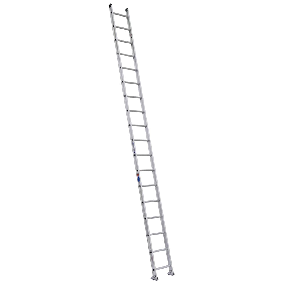 Escalera de extensión recta de aluminio tipo 1A Werner D1500-1 de 18 pies (20 pies de altura de alcance) con capacidad de carga de 300 lb. Modelo D1518-1.