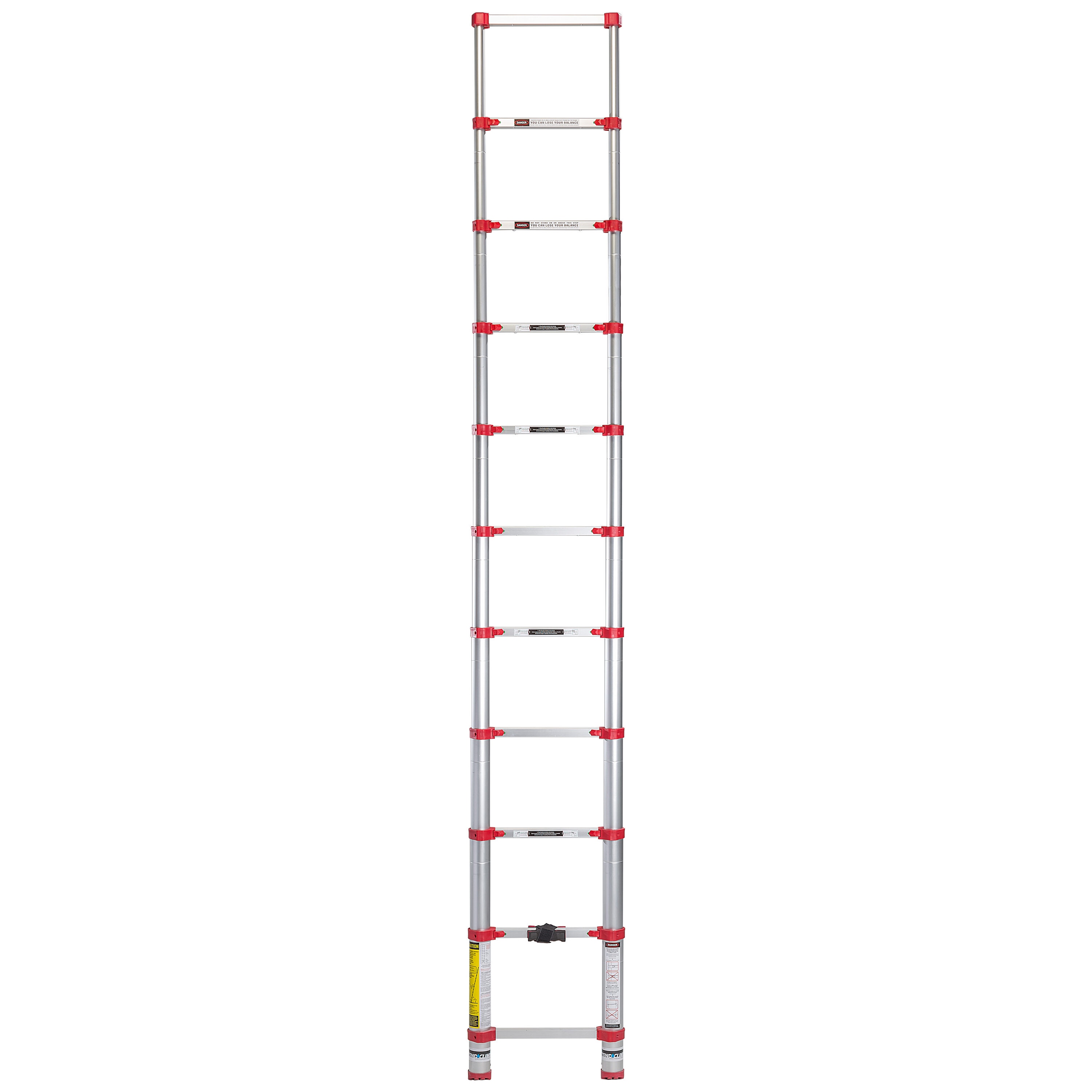 Escalera de extensión telescópica Xtend+Climb 760P+ de aluminio certificada por ANSI, tipo 1 con capacidad de carga de 250 lbs, de 10.5 pies (altura de alcance de 14.5 pies).