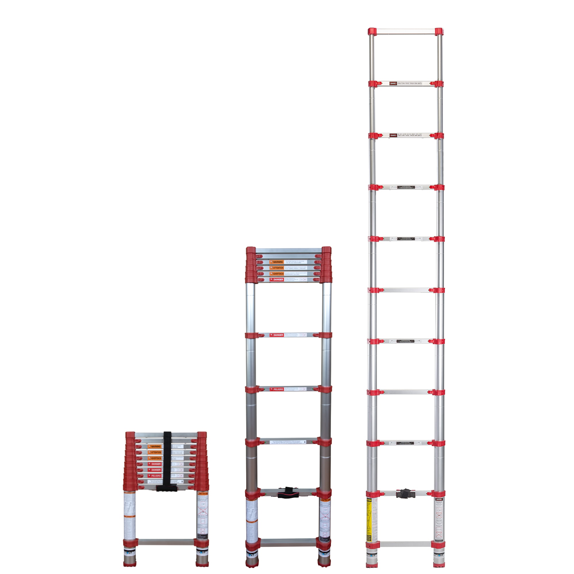 Escalera de extensión telescópica Xtend+Climb 760P+ de aluminio certificada por ANSI, tipo 1 con capacidad de carga de 250 lbs, de 10.5 pies (altura de alcance de 14.5 pies).
