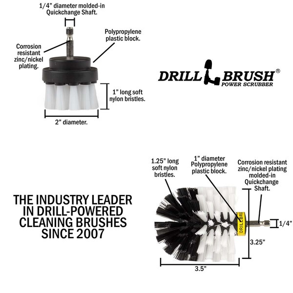 Cepillo Taladro Power Scrubber De Useful Products 5 in W 5 in L Brush, Blanco - W-S-2O-QC-DB