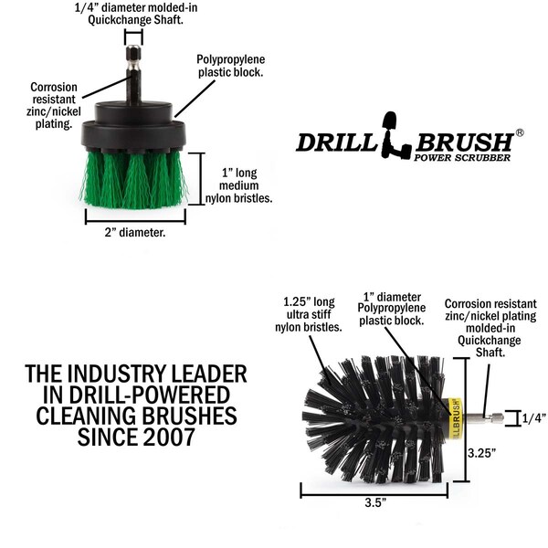 Cepillo para taladro Power Scrubber de Useful Products 5 pulgadas de ancho 5 pulgadas de largo, variedad - S-G2KO-QC-DB