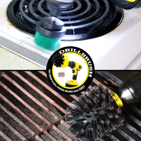 Cepillo para taladro Power Scrubber de Useful Products 5 pulgadas de ancho 5 pulgadas de largo, variedad - S-G2KO-QC-DB