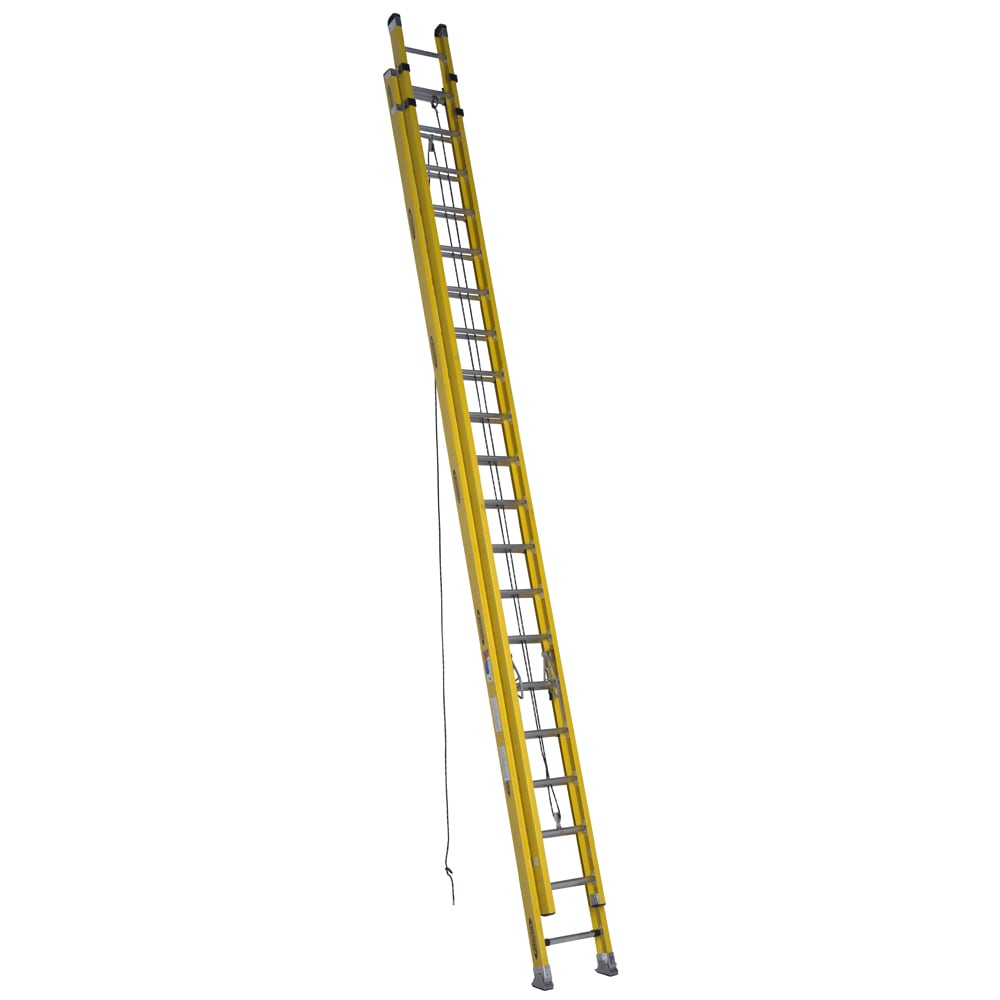 Escalera de extensión Werner D7100-2 de fibra de vidrio tipo 1A de 40 pies (altura de alcance de 37 pies) con capacidad de carga de 300 lbs. Escalera de extensión D7140-2.