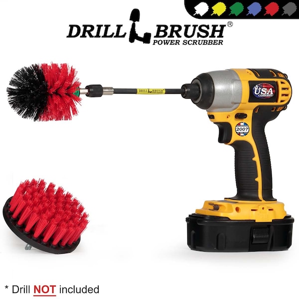 Cepillo para Taladro Power Scrubber de Useful Products 5 pulgadas Ancho 5 pulgadas Largo, Rojo - R-S-4M-5X-QC-DB