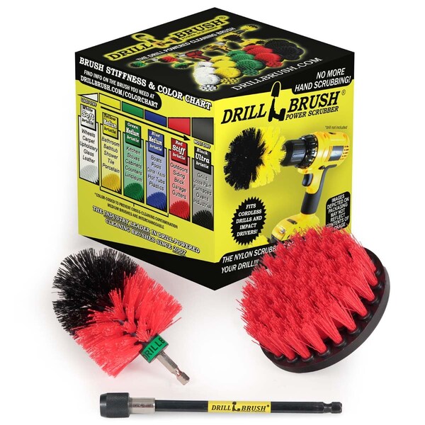 Cepillo para Taladro Power Scrubber de Useful Products 5 pulgadas Ancho 5 pulgadas Largo, Rojo - R-S-4M-5X-QC-DB