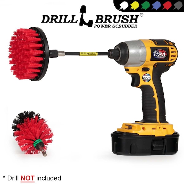 Cepillo para Taladro Power Scrubber de Useful Products 5 pulgadas Ancho 5 pulgadas Largo, Rojo - R-S-4M-5X-QC-DB