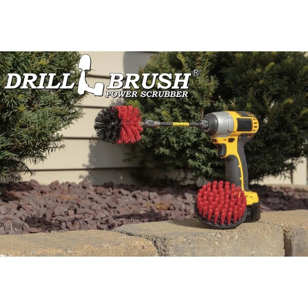 Cepillo para Taladro Power Scrubber de Useful Products 5 pulgadas Ancho 5 pulgadas Largo, Rojo - R-S-4M-5X-QC-DB