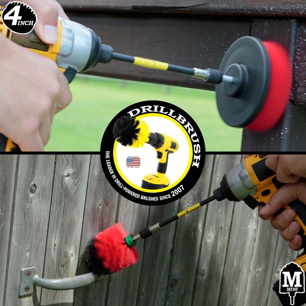 Cepillo para Taladro Power Scrubber de Useful Products 5 pulgadas Ancho 5 pulgadas Largo, Rojo - R-S-4M-5X-QC-DB