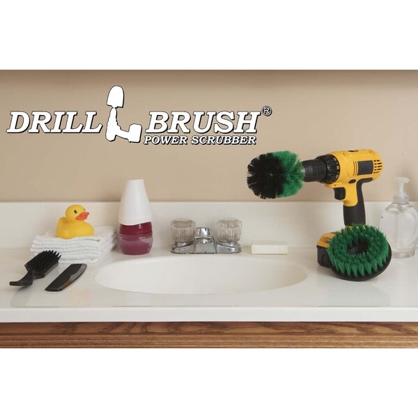 Cepillo de Taladro Power Scrubber de Useful Products 5 in W 5 in L, Verde - G-S-5O-QC-DB