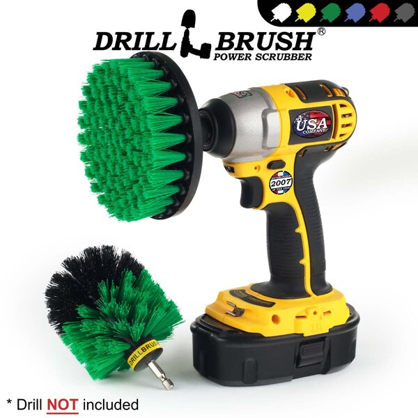 Cepillo de Taladro Power Scrubber de Useful Products 5 in W 5 in L, Verde - G-S-5O-QC-DB