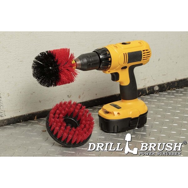 Cepillo Taladro Power Scrubber de Useful Products 5 pulgadas de ancho, 5 pulgadas de largo, color rojo - 5IN-RED-ORIG-RDBLK