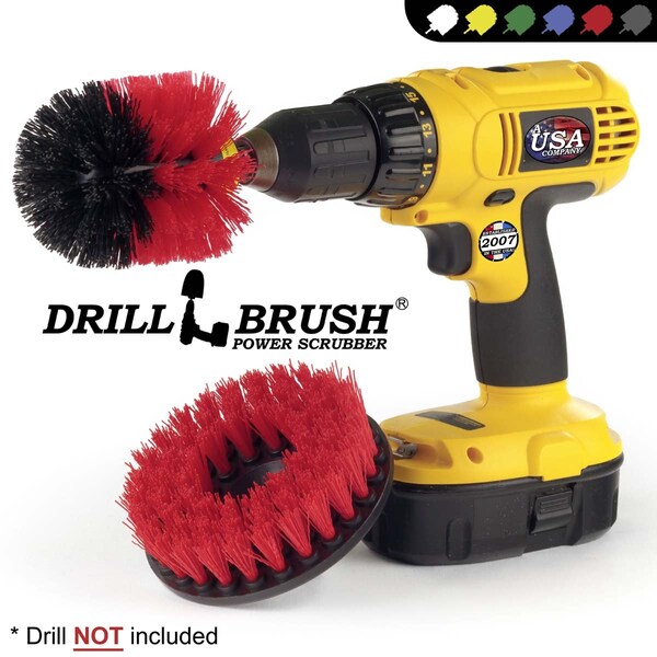 Cepillo Taladro Power Scrubber de Useful Products 5 pulgadas de ancho, 5 pulgadas de largo, color rojo - 5IN-RED-ORIG-RDBLK