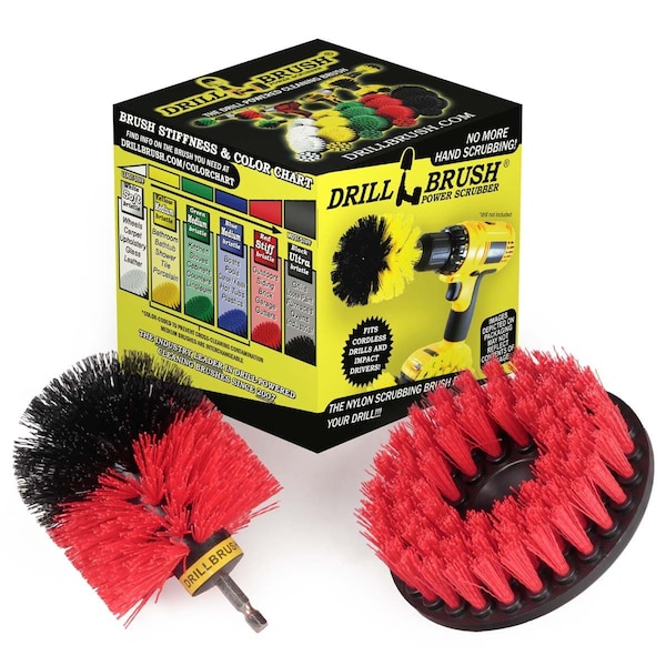 Cepillo Taladro Power Scrubber de Useful Products 5 pulgadas de ancho, 5 pulgadas de largo, color rojo - 5IN-RED-ORIG-RDBLK
