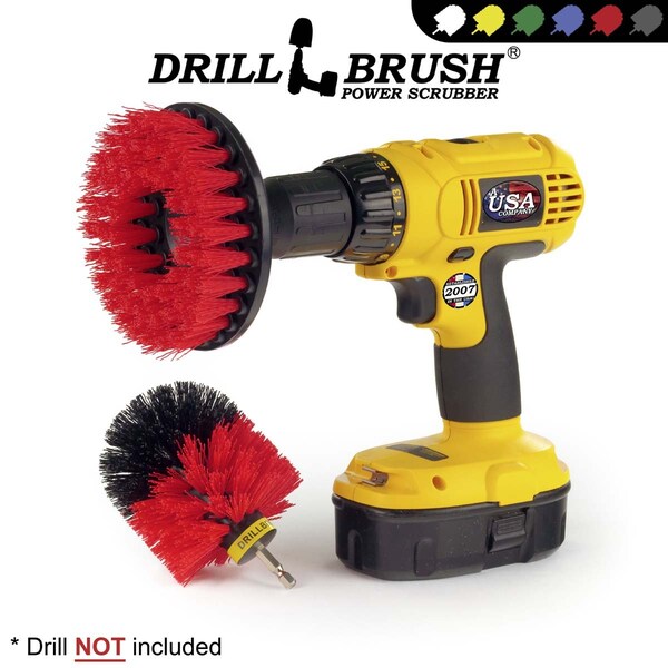 Cepillo Taladro Power Scrubber de Useful Products 5 pulgadas de ancho, 5 pulgadas de largo, color rojo - 5IN-RED-ORIG-RDBLK