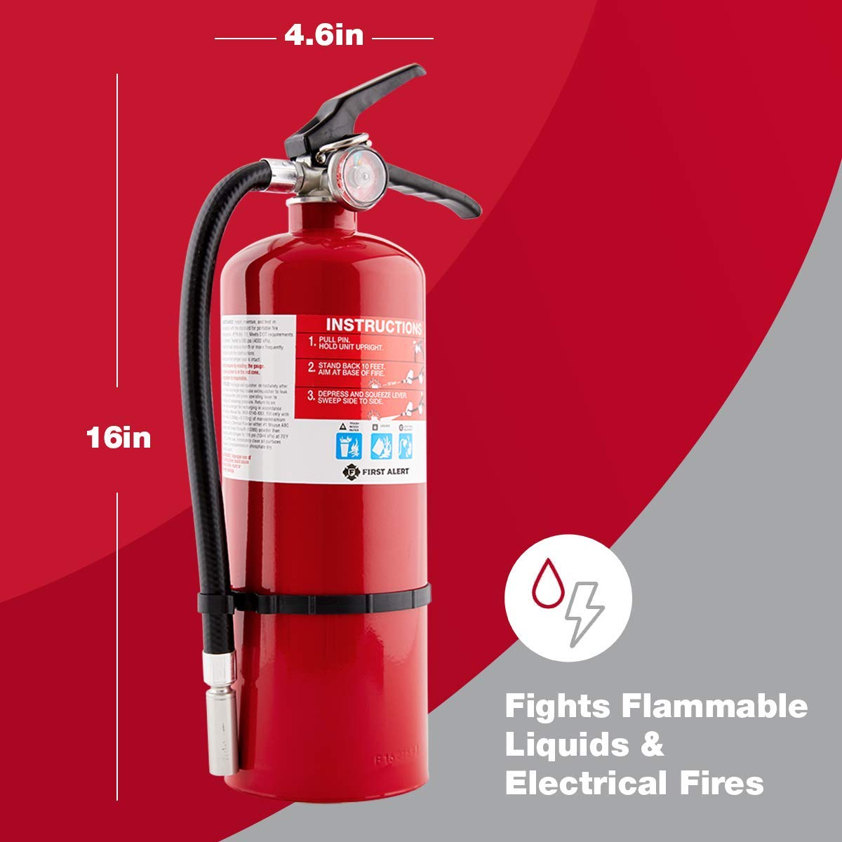 Extintor de incendios recargable comercial/residencial Home 2-A:10-B:C de First Alert HOME2PRO