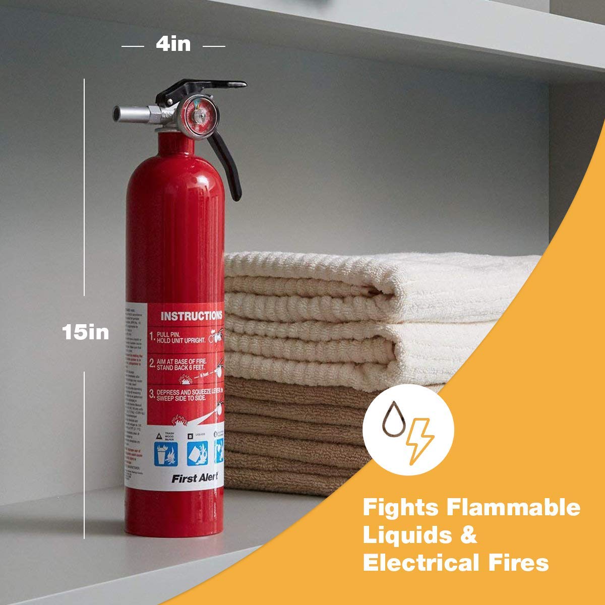 Extintor de incendios recargable para el hogar First Alert Home 1-A:10-B:C HOME1
