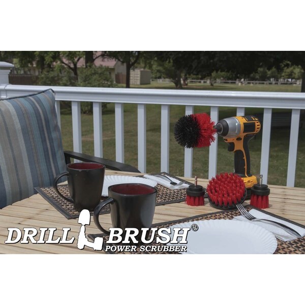 Cepillo de Taladro Power Scrubber de Useful Products 5 pulgadas de ancho 5 pulgadas de largo, Rojo - R-42OS-2L-QC-DB