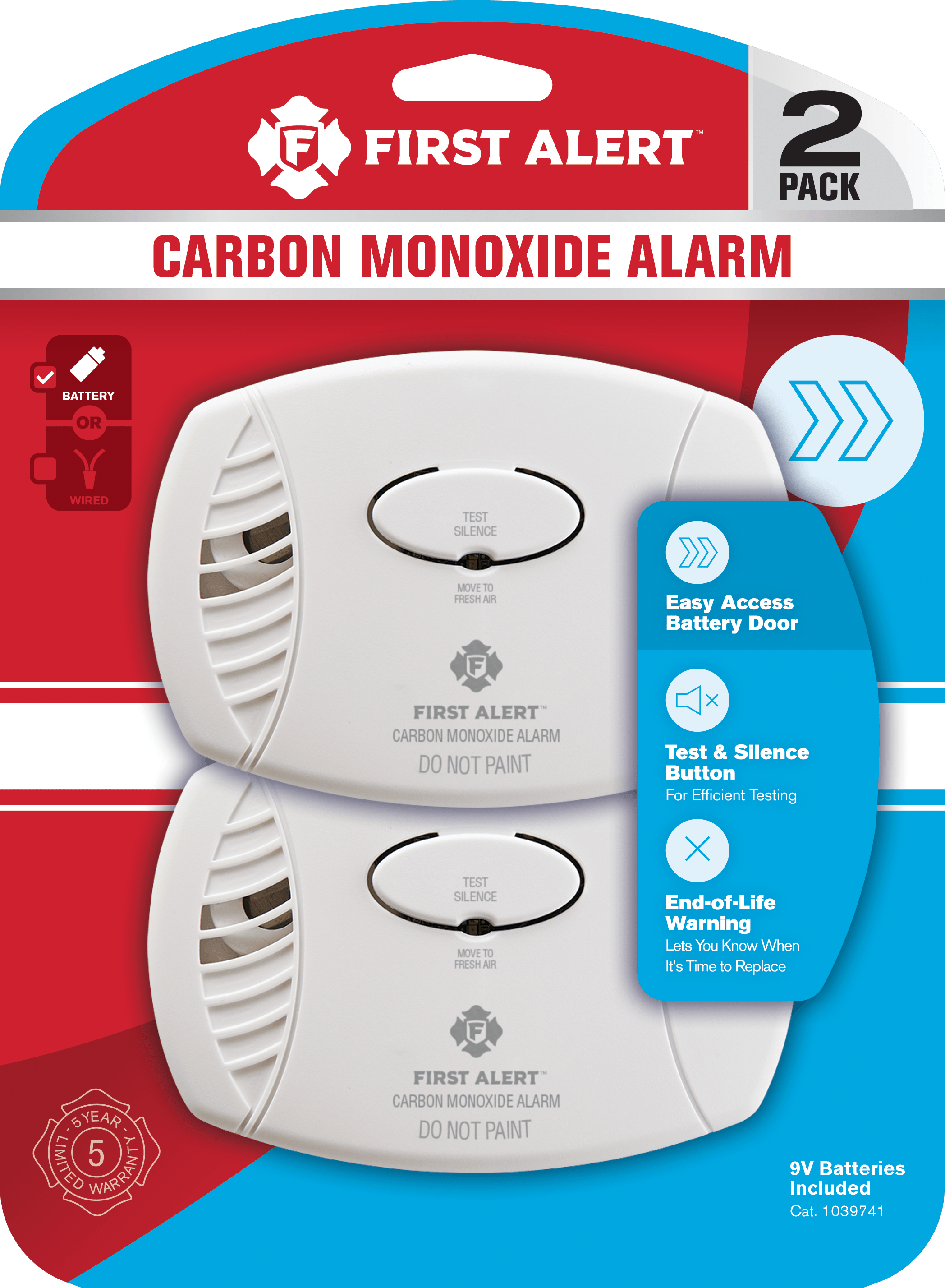 Detector de monóxido de carbono con batería First Alert (paquete de 2) 1043610