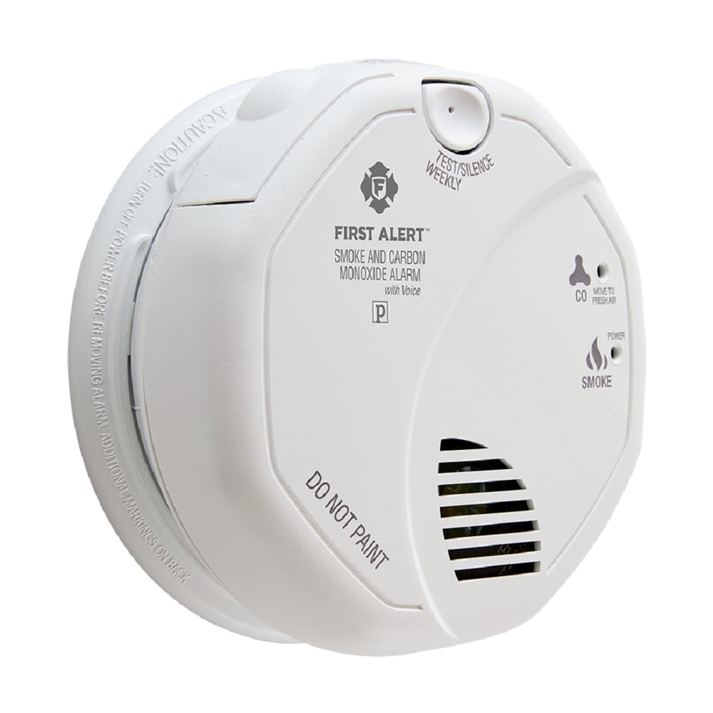 Detector de humo y monóxido de carbono combinado interconectado First Alert con batería (respaldo de batería) y operación a batería 1044807.