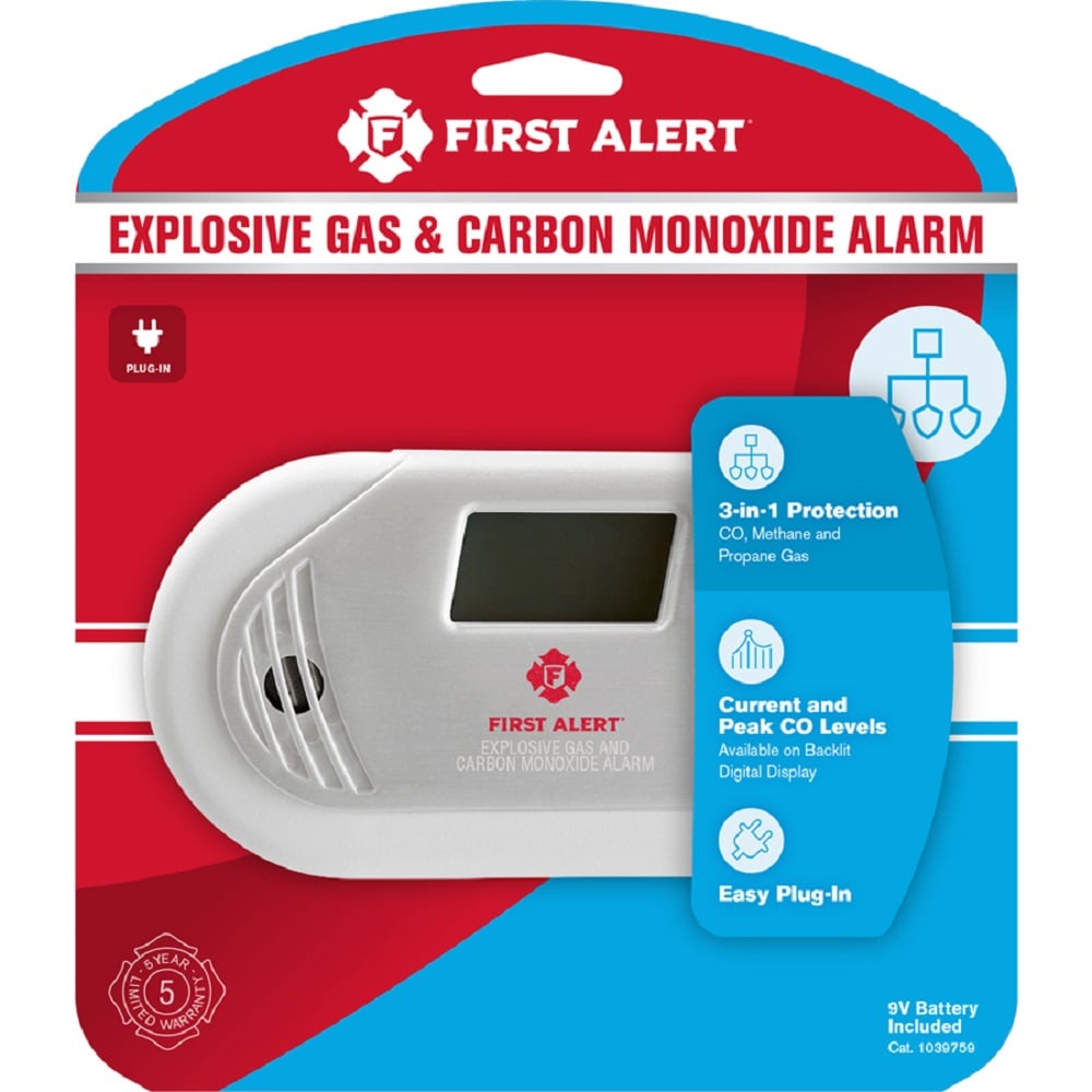 "Detector de gas natural, propano y monóxido de carbono First Alert Plug-in 1039759-GCO1CN-6"