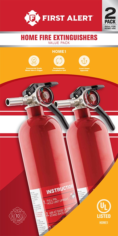 Extintor de incendios recargable para el hogar First Alert Home 1-A:10-B:C, paquete de 2 unidades 1046167.