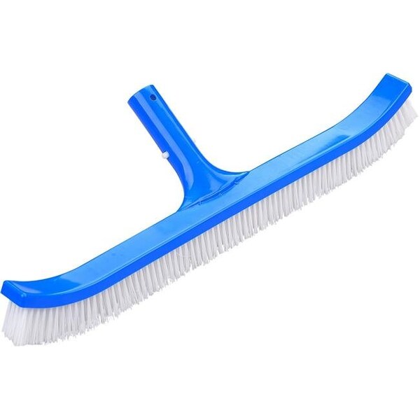 Cepillo Curvo para Piscina de Paredes y Pisos de 18 pulgadas Aquafirst Aqua First NA8007 con Cerdas de Fibra de Nylon; Azul y Aluminio - NA8007
