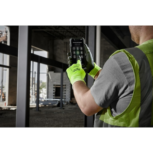 Guantes Milwaukee Tool de poliuretano con alto nivel de visibilidad y resistencia al corte nivel 1 - Medianos, Nivel de corte A1, calibre 15, color verde lima, tamaño M (8) - 48-73-8911.