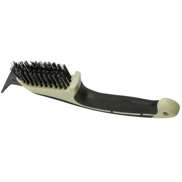 Cepillo para raspar Hyde 1 13/64 pulgadas con raspador, rígido, mango de 6 pulgadas de largo, cerdas de 3 1/4 pulgadas de largo, color gris, de latón - 46835