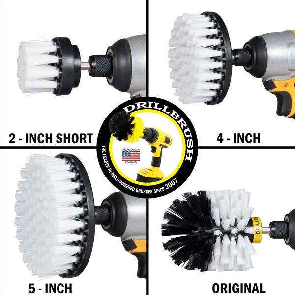 Set de cepillo de taladro Drillbrush Drillbrush 5 pulgadas con cerdas suaves y mango metálico - W-S-542O-QC-DB