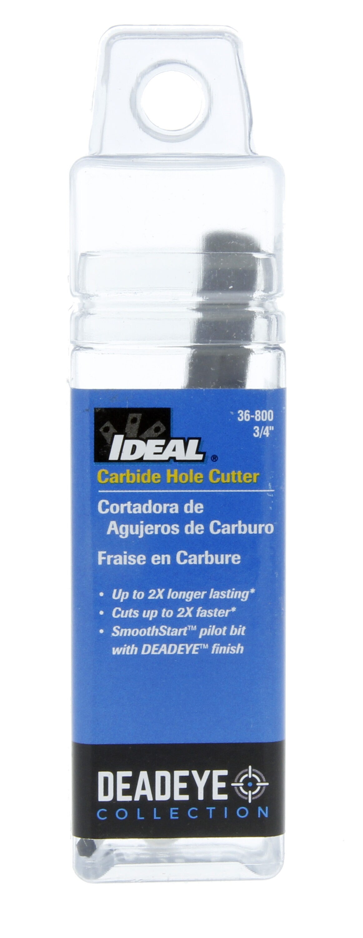 Sierra de corona con punta de carburo IDEAL de 3/4 de pulgada con arbor 36-800