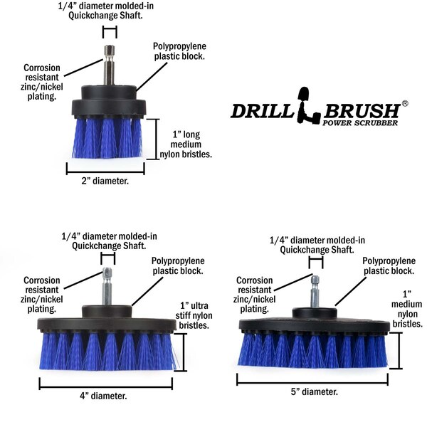 Cepillo Taladro Power Scrubber de Useful Products 5 in W 5 in L, Azul - B-S-542-QC-DB