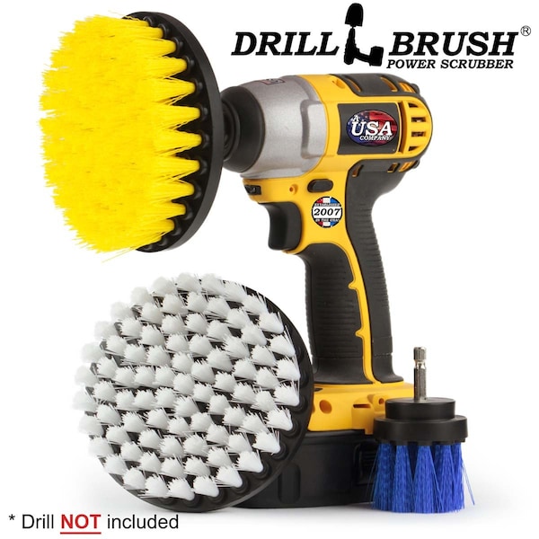 Cepillo de Taladro Power Scrubber de Useful Products 5 pulgadas de ancho y 5 pulgadas de largo, Variedad - W5S-Y5S-B2L-QC-DB