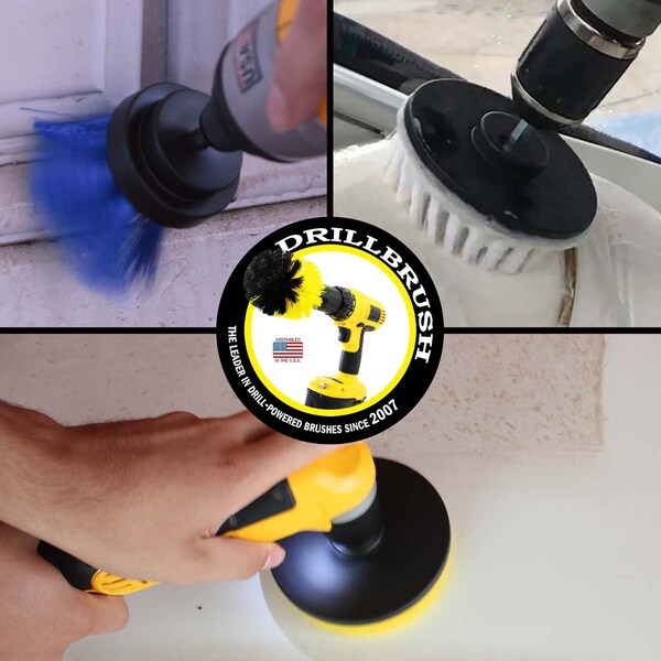 Cepillo de Taladro Power Scrubber de Useful Products 5 pulgadas de ancho y 5 pulgadas de largo, Variedad - W5S-Y5S-B2L-QC-DB