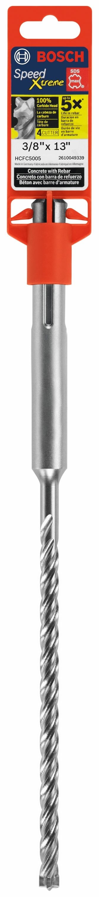 Broca para taladro de carburo de mampostería Bosch Speed Xtreme 3/8 pulgadas x 13 pulgadas para SDS-max drill HCFC5005