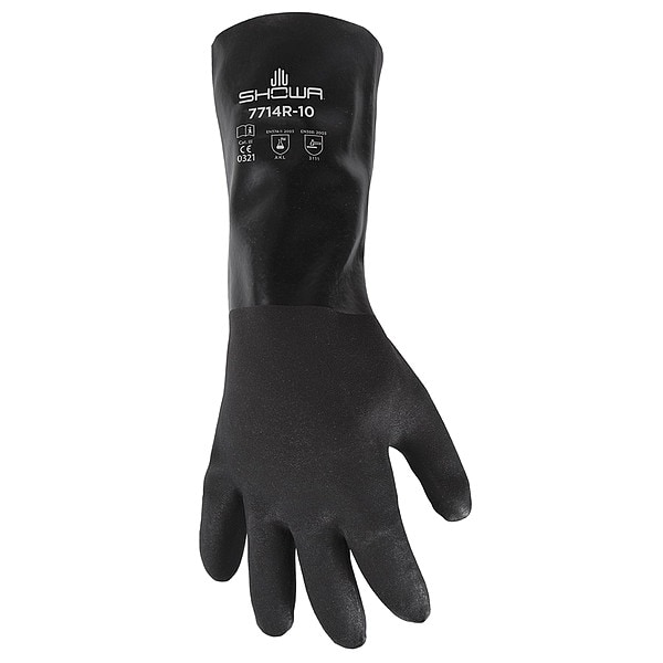 Guantes resistentes a químicos Showa de 14 pulgadas, PVC, tamaño grande, 1 par - 7714R