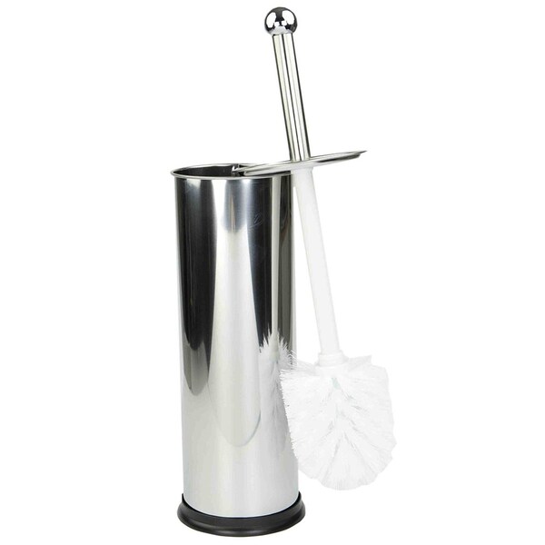 Cepillo para inodoro de acero inoxidable pulido Home Basics HideAway, plateado - TB00079