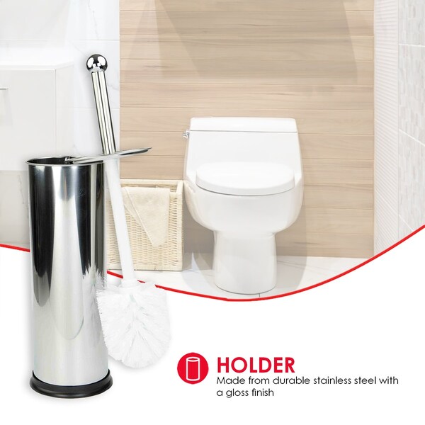 Cepillo para inodoro de acero inoxidable pulido Home Basics HideAway, plateado - TB00079