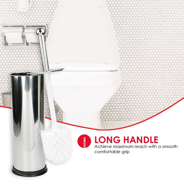 Cepillo para inodoro de acero inoxidable pulido Home Basics HideAway, plateado - TB00079