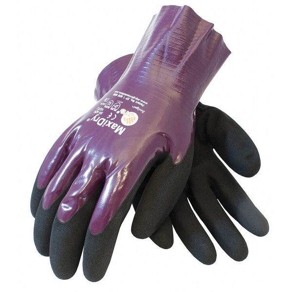 Guantes recubiertos de nitrilo Pip Foam, cobertura en la palma, morado/negro, tamaño grande, paquete de 12 - 56-426/L