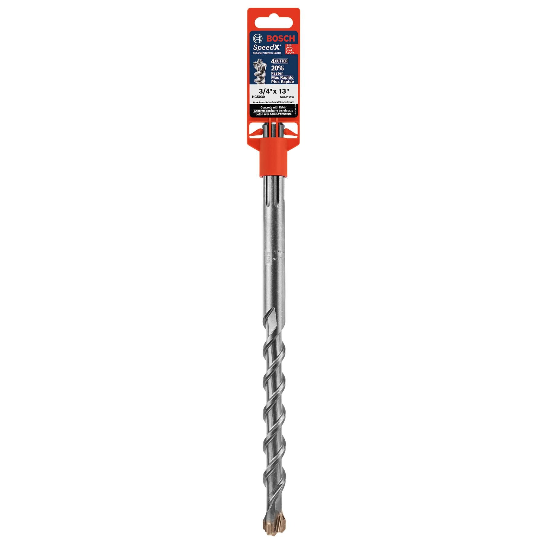 Broca para taladro de albañilería de acero aleado Bosch Speed-X 3/4 pulgadas x 13 pulgadas para taladro SDS-max HC5030