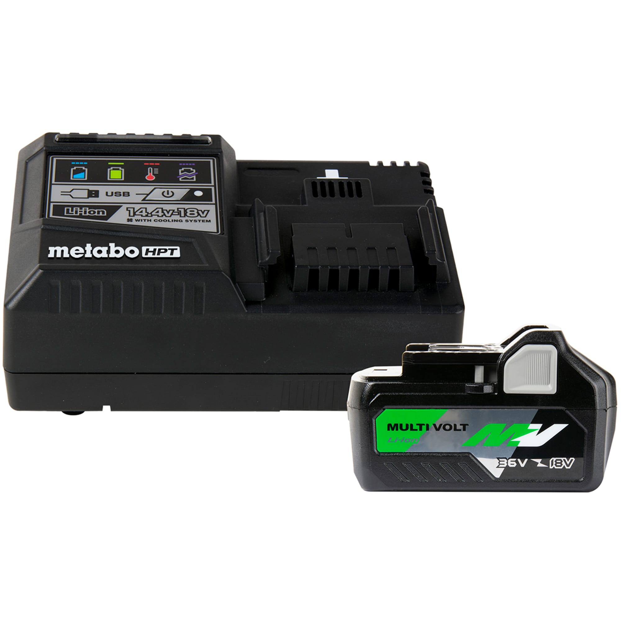 Batería y cargador de iones de litio de 4 Ah Metabo HPT MultiVolt 36V 1-Pack UC18YSL3B1M