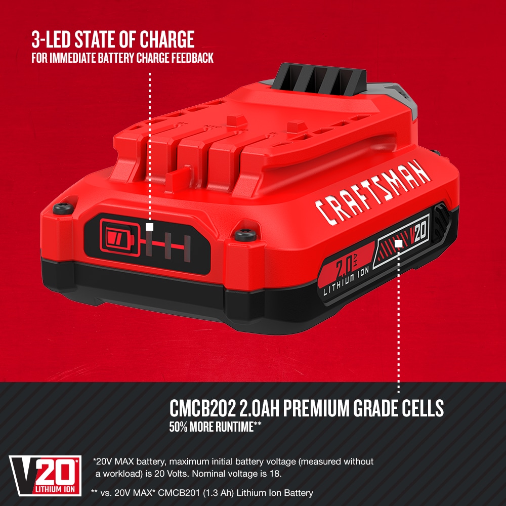 Batería de iones de litio CRAFTSMAN V20 20V 1-Pack 2 Ah CMCB202-HPG