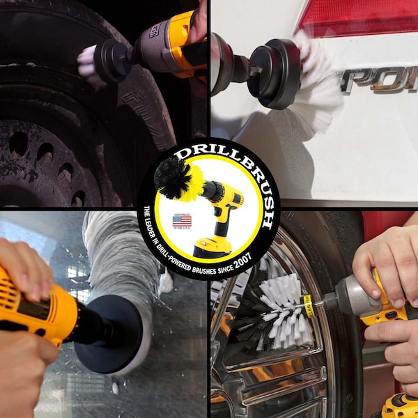 Cepillo taladro Power Scrubber de Useful Products 5 pulgadas de ancho 5 pulgadas de largo, blanco - W-42OS-2L-QC-DB