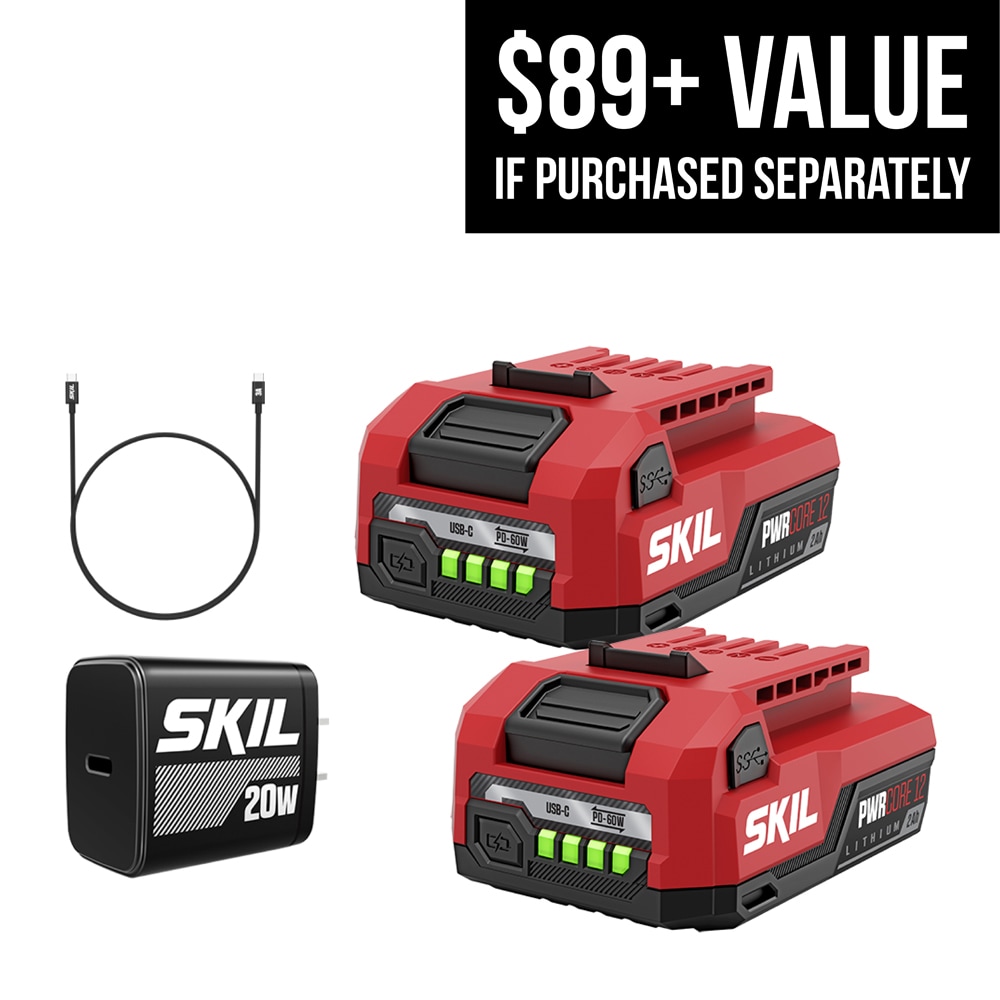 SKIL PWR CORE 12 -V Juego de 2 Baterías de Iones de Litio y Cargador 2 Ah 2 Ah CB5020A-22
